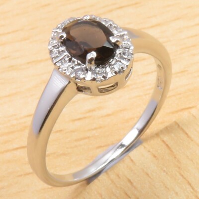 Women's Jewelry Target SMOKY QUARTZ 925 Solid Sterling Silver Size Ring 