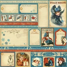 Graphic 45 Place in Time Collection Winter 12 x 12 January Cut-Aparts Cardstock