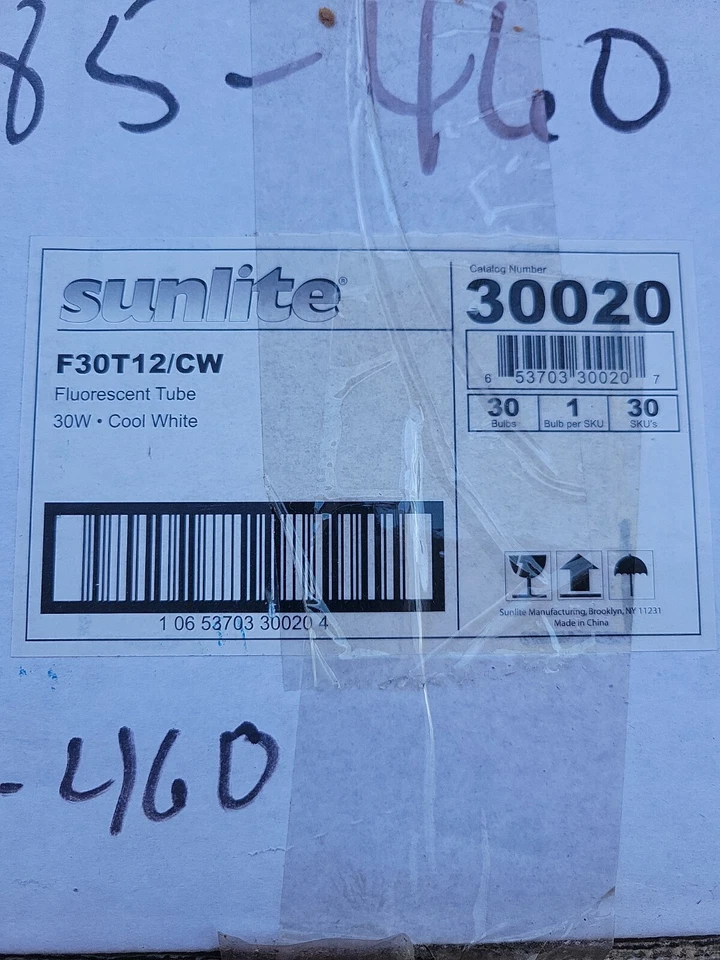 30 Pack Sunlite F30T12/CW 30-Watt T12 Fluor Tube Medium Bi Pin Base Cool White - Image 2 of 3