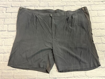 Vintage Axis LA 100% Silk Pleated Casual Shorts 60 Black NWT