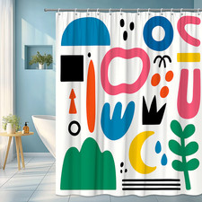 Colorful Modern Shower Curtain for Kids Bathroom Decor