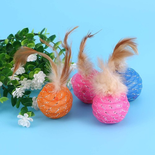 4 Pcs Candy Colored Badminton Cat Exercise Toys Engaging Scratching Training