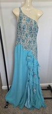JOVANY New York Blue Beaded Dress Size 8 Prom Gown Evening 