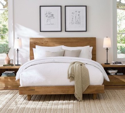 Pottery Barn-Pick-Stitch Handcrafted Cotton Linen Quilt