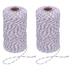 2 Roll 2mm x 109 Yard Cotton Butcher Bakers Twine String Cord Light Purple White