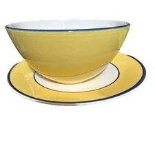 Pagnossin Treviso made in Italy Salad Plate & Bowl Yellow With Blue Rim set