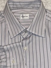 Ermenegildo Zegna Dress Shirt Mens  16/41 ButtonUp White Striped Business Pocket