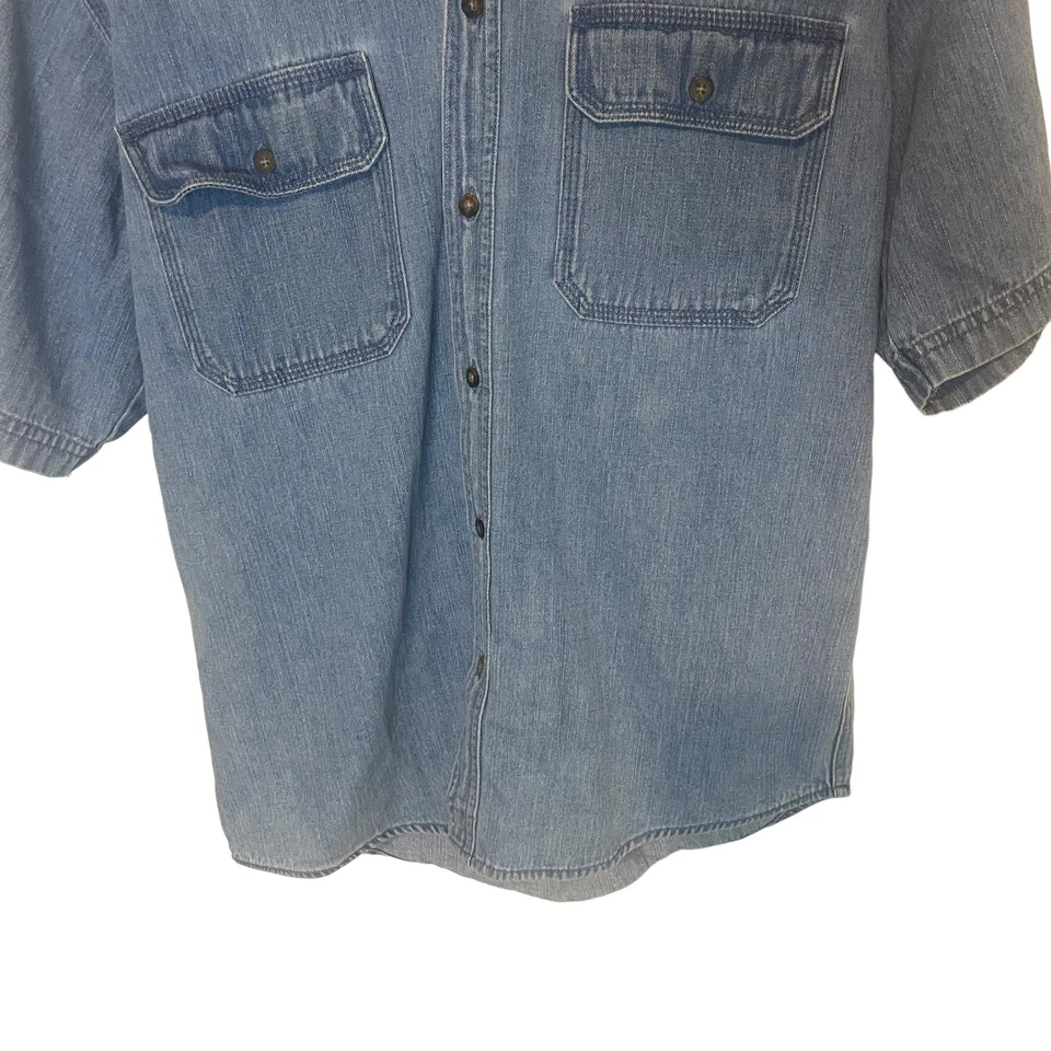 Denim manga corta con botones Faded Glory vintage años 90 para hombre talla pequeña Foto 3 de 4