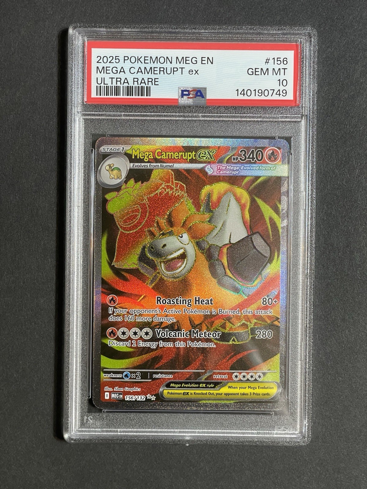 PSA 10 MEGA CAMERUPT EX #156 ULTRA RARE FULL ART 2025 POKEMON MEGA EVOLUTIONS EN