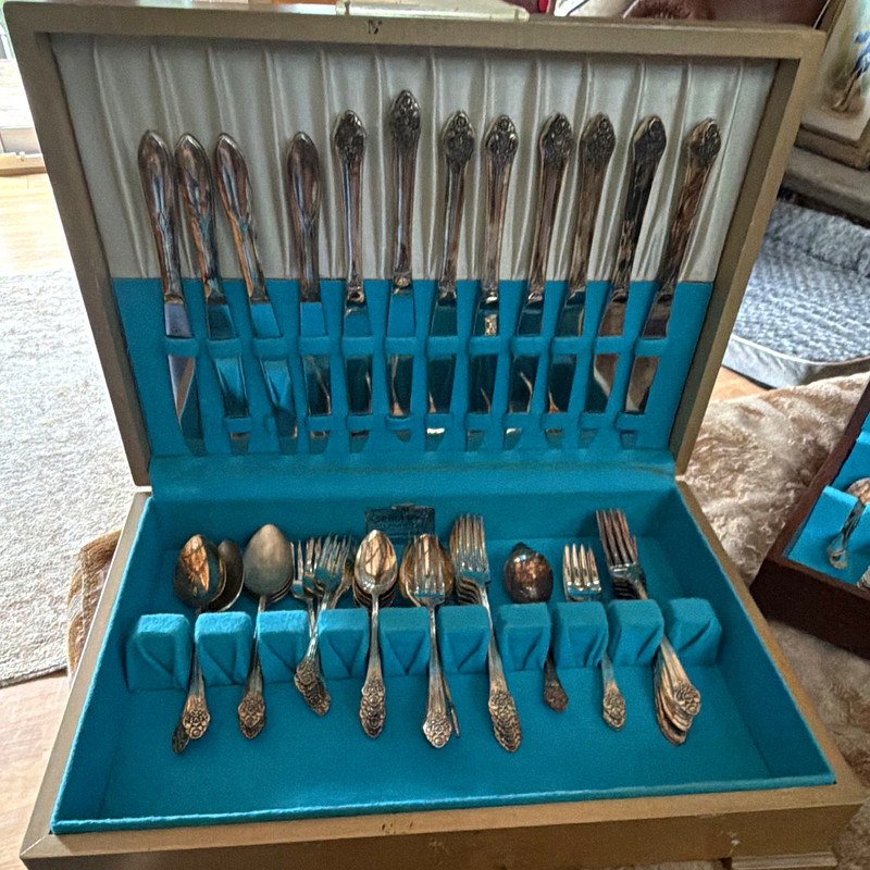 1881 Rogers Silver Plated Flatware Set 50pc Service for 8 Floral w/ Case