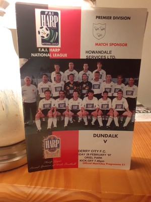 DUNDALK V DERRY CITY.LEAGUE.28.2.1997.mint