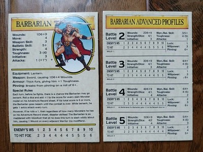 Warhammer Quest Barbarian Character Pack. Cards only.