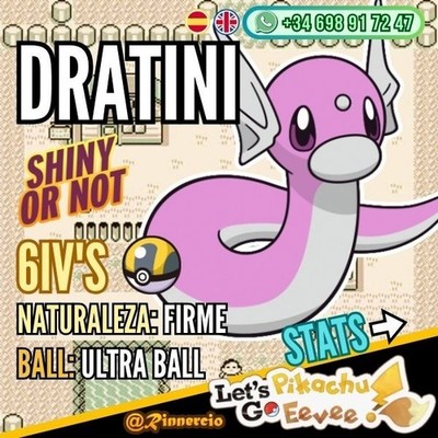 Competitive Dratini ''Shiny or not'' 6IVs Pokemon Let ́s Go Pikachu & Eevee 
