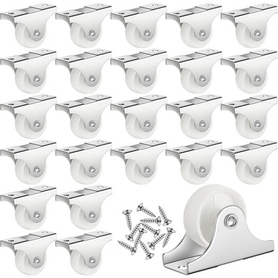 24 Pcs Small Casters Wheels Mini Rigid Non Swivel Fixed Castor Wheels with Metal