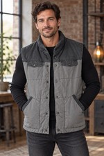 RedHead Mens Large Gray Two Tone Puffer Vest Hiking Outdoor Workwear Snap
