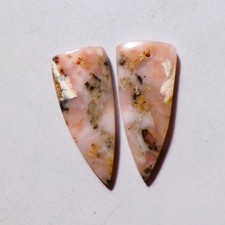 25.45 Cts Natural Pink Opal Drilled Cabochon Match Pair Gemstone 33.5X14.6MM 18