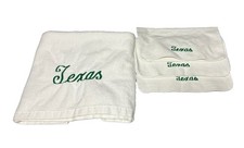 Vintage Fieldcrest 4 Pc Towel Set 1 Bath Towel 3 Washcloths Embroidered In Green