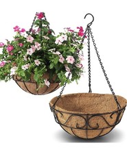 Metal Hanging Planter Basket Duo with Coir Liner