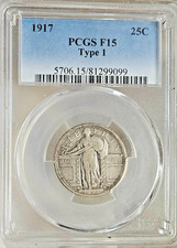 1917 TYPE 1 STANDING LIBERTY QUARTER PCGS F15 Philadelphia Mint Collector Coin
