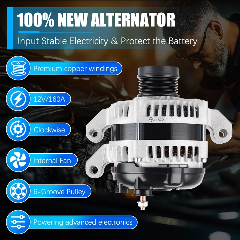 Genuine Alternator Fit 2011-2023 Chrysler 300 & Jeep Grand Cherokee 3.6L 160Amp - Изображение 2 из 4