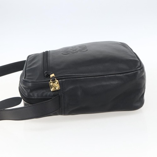 LOEWE Anagram Shoulder Bag Leather Black Gold Auth ka2028 - Afbeelding 3 van 23