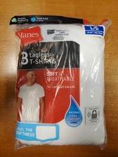 3 Pack: Hanes Men's White Tagless Crew Neck T-Shirt Undershirt LARGE  AE3269 