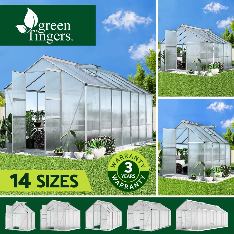 Green Fingers Greenhouse Aluminium  Green House Polycarbonate Storage Garden