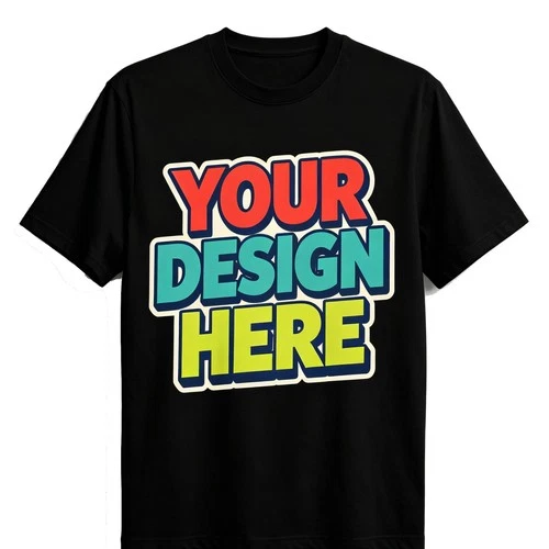 Bulk Custom Made Cotton Tee T-shirt Your Art, We Print for DIY Photo, Text, Logo - product listing photo