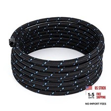 20 Feet -6AN AN6 3/8" Fuel Line Hose Braided Stainless Steel Oil Black  Blue