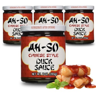 Ah-So Duck Sauce 4 Pack, 10 oz Jars Sweet Tangy Chinese Dipping Sauce