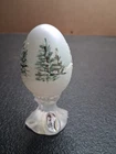 VTG Fenton Glass Egg LTDE #2678 Winter Snow Pine Painted By M Fleming #8