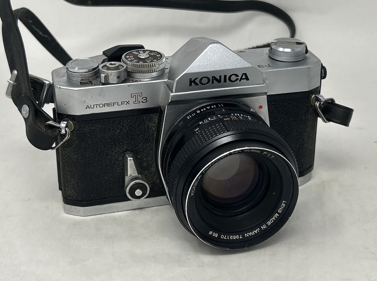 Konica Autoreflex T3 SLR 35mm Camera Body w/ 50mm f1.7 Lens