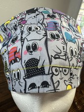 Cartoon Cat Euro Surgical Scrub Cap