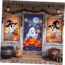 3 Pcs Halloween Door Window Cover Set Cute Ghost