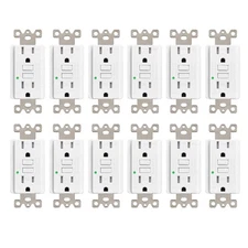 12PK GFCI Outlet 15Amp Tamper-Resistant Weather Resistant Receptacle ELT Listed