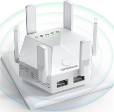ZODTHOD WiFi Extender Signal Booster Home Powerful 6 Antennas Booster - White