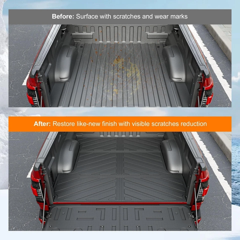 For 2015-2025 Ford F150 5.5FT Truck Bed Rail Caps Truck Bed Mat Tailgate Mat - Image 3 of 4