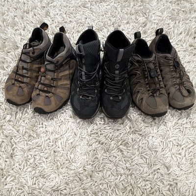 Merrell Men's Hiking Shoes/Boots Lot 3 Vibram Brown/Gray/Black US 9.5 M