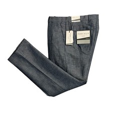 Perry Ellis Portfolio Pants Men's 32"x32" Modern Fit Linen Blend Blueprint NEW
