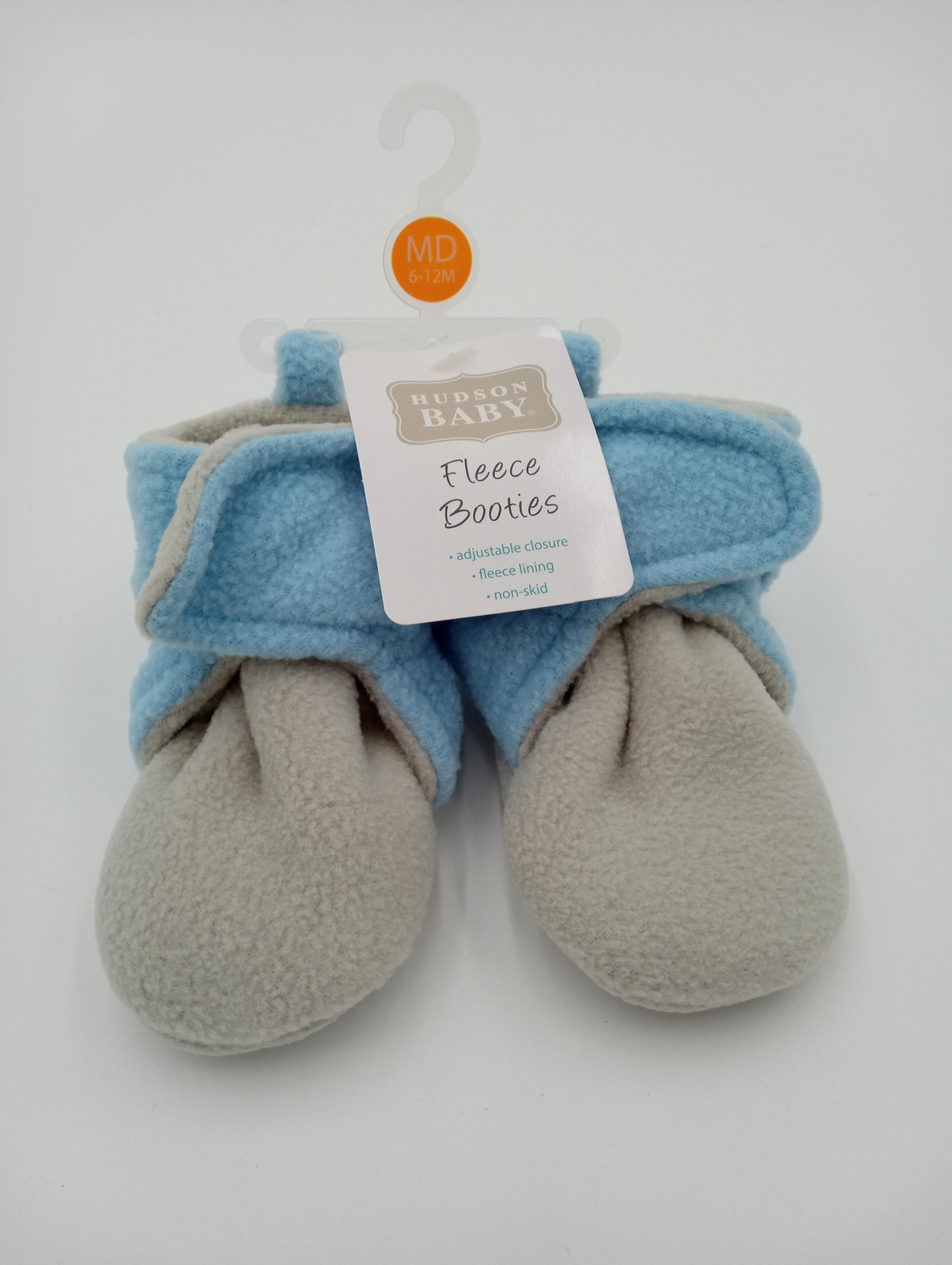 Hudson Baby Fleece Booties Baby Boys Size 6-12M Blue Gray Sl