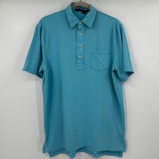 RLX Ralph Lauren Men Blue Short Sleeve Golf Polo Shirt Size Medium Summer Preppy