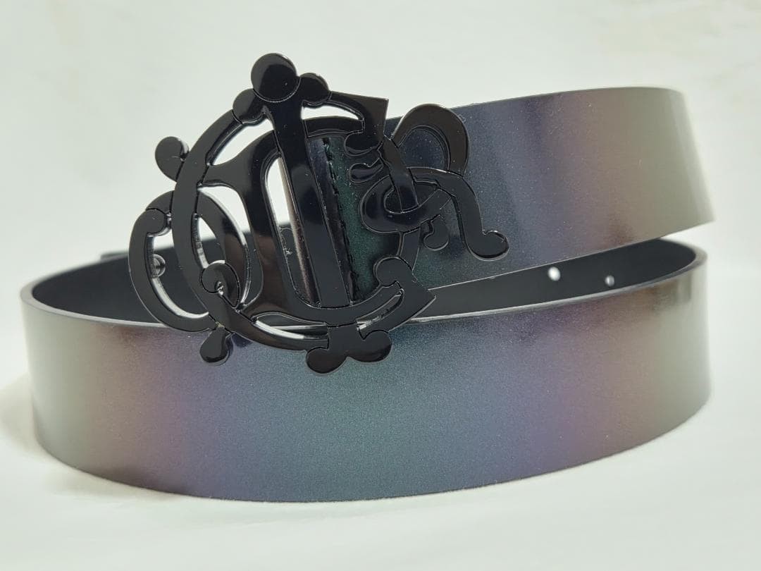 Rare Dior Homme CDR Logo Buckle Gradient Leather Black Purple 85 belt
