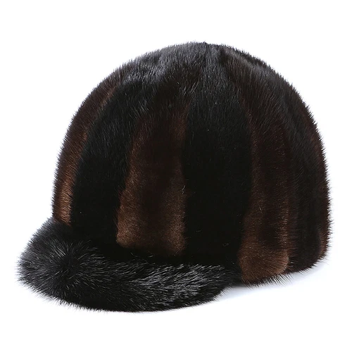 Gorra de béisbol cálida de invierno gruesa de piel de visón real para hombre moda al aire libre - Imagen 8 de 12