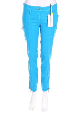 ICEBERG Pants Linen Patch Pockets D 42 blue silver NEW