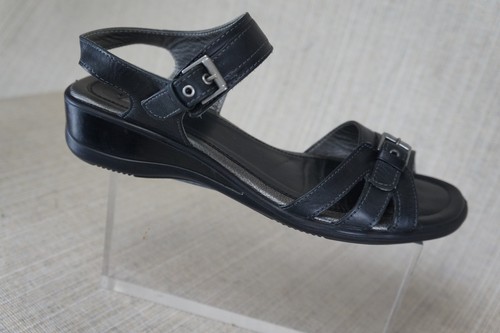 Ecco women's sandals Buckle Strap Leather Black Silver EUR sz 40 US sz 9 9.5 - Bild 4 von 12