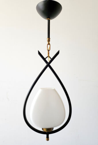 Arlus Vintage Suspension 1950 Metal & Glass 50's Retro Fifties