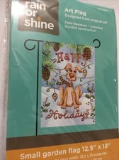 Dog Lover Lovers Christmas Happy Holidays Small Garden Flag 12.5x18 Inches