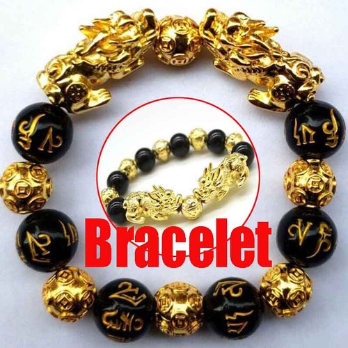1PC Men Feng Shui Black Obsidian Alloy 