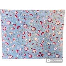 Pottery Barn Pillow Sham Standard Floral Stripe Cotton Blue Red Green 20" x 26"