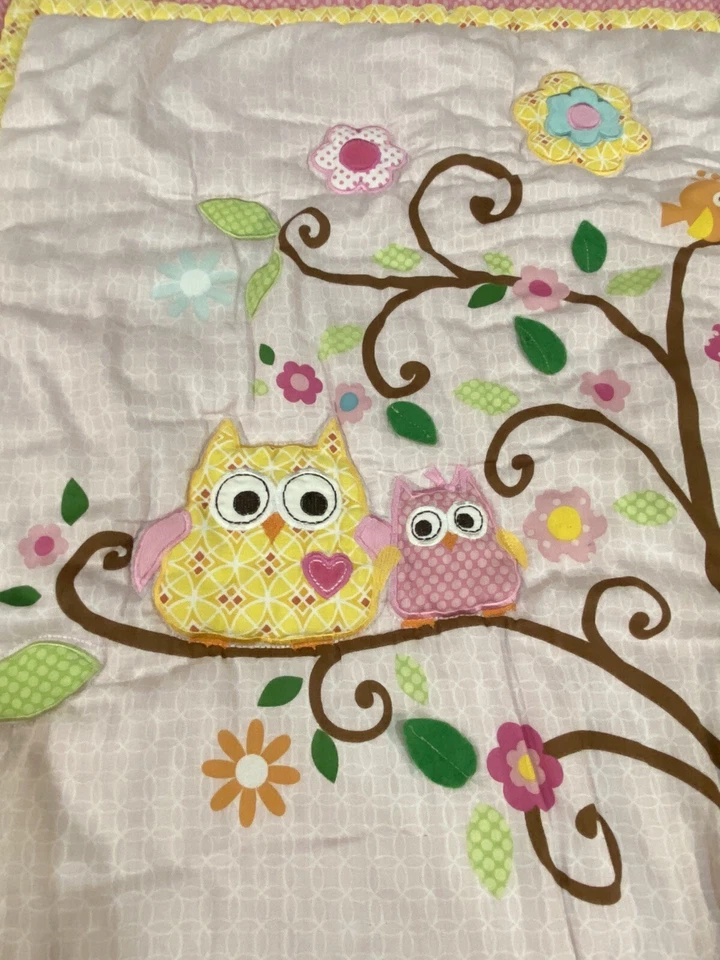 Kidsline Rosa Bebé Búho Cuna Árbol Edredón Animales Manta Colorida Dena Foto 2 de 4